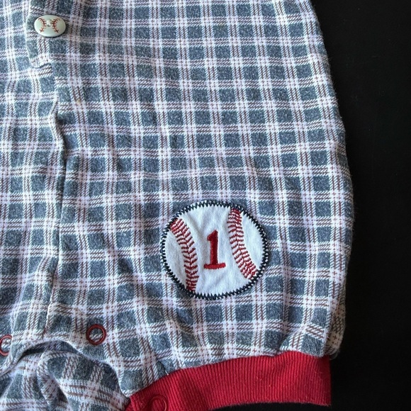 Vintage Specialty Baby Plaid Baby Baseball Romper - Picture 2 of 5